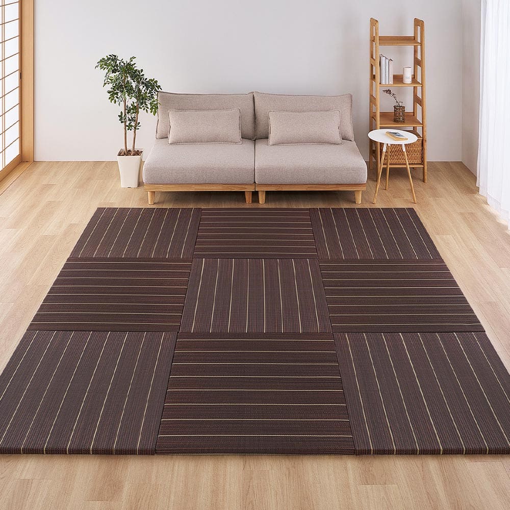 （9枚組）置き畳 凛 約82×82×2.5cm ブラウン 【直送品】 返品・キャンセル・他商品と同時購入は不可
