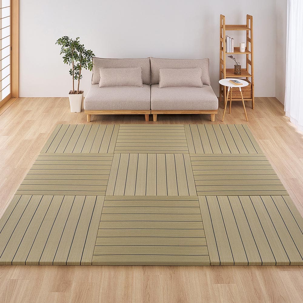 （9枚組）置き畳 凛 約82×82×2.5cm ナチュラル 【直送品】 返品・キャンセル・他商品と同時購入は不可