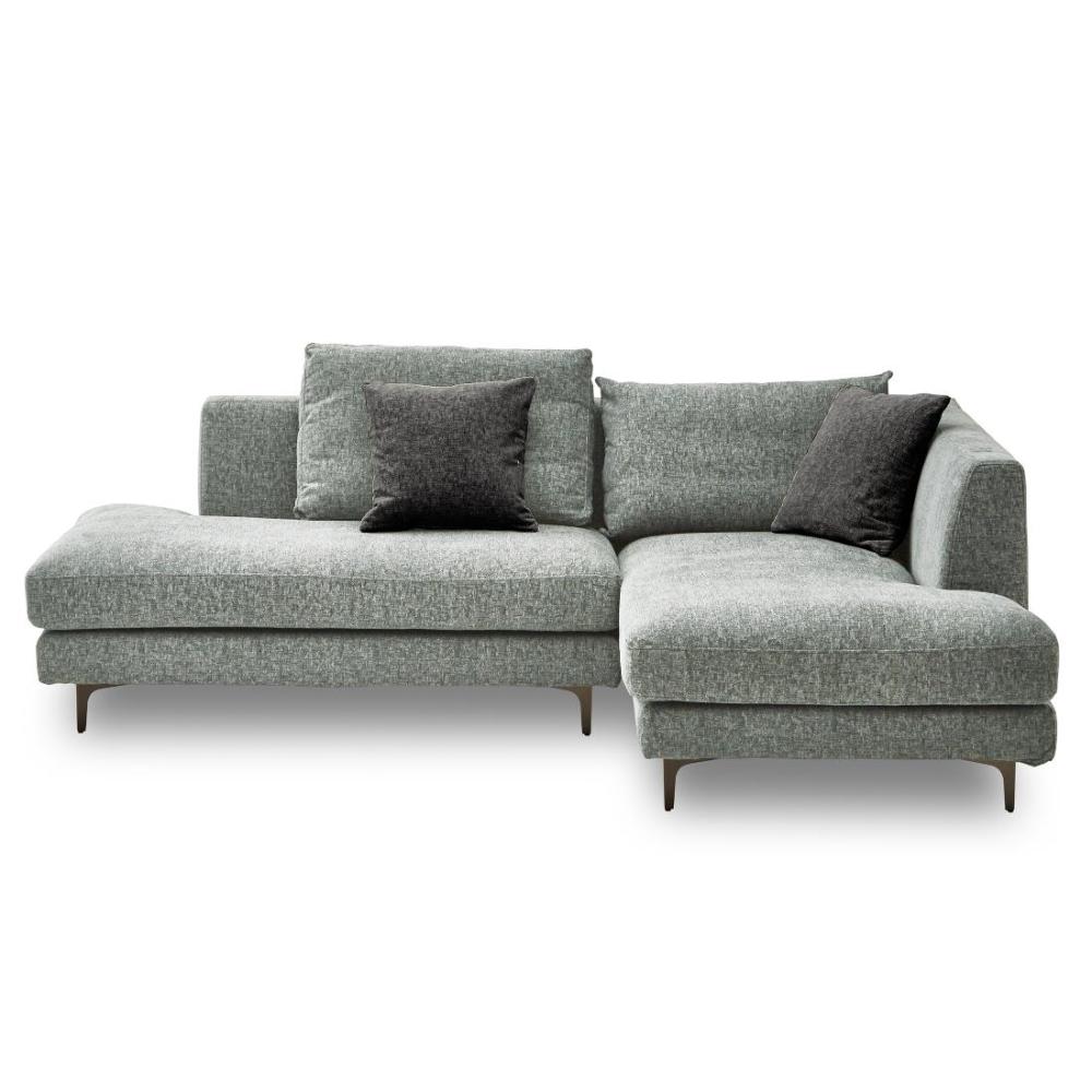 左カウチソファ レイモンズ 鉄脚タイプ ライトグレー メーカー直送 ▼返品・キャンセル不可【他商品との同時購入不可】