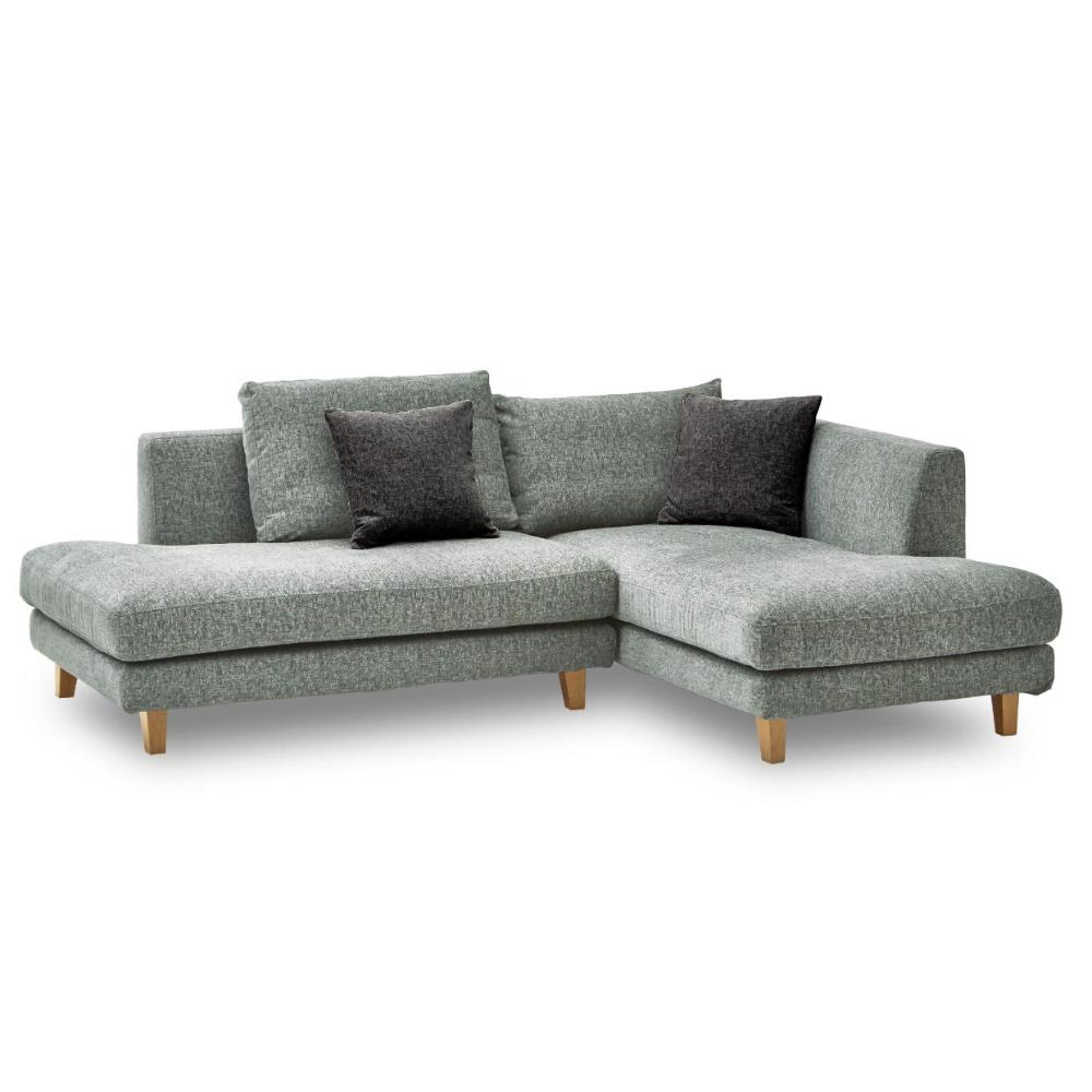 左カウチソファ レイモンズ ナチュラル脚タイプ ライトグレー メーカー直送 ▼返品・キャンセル不可【他商品との同時購入不可】