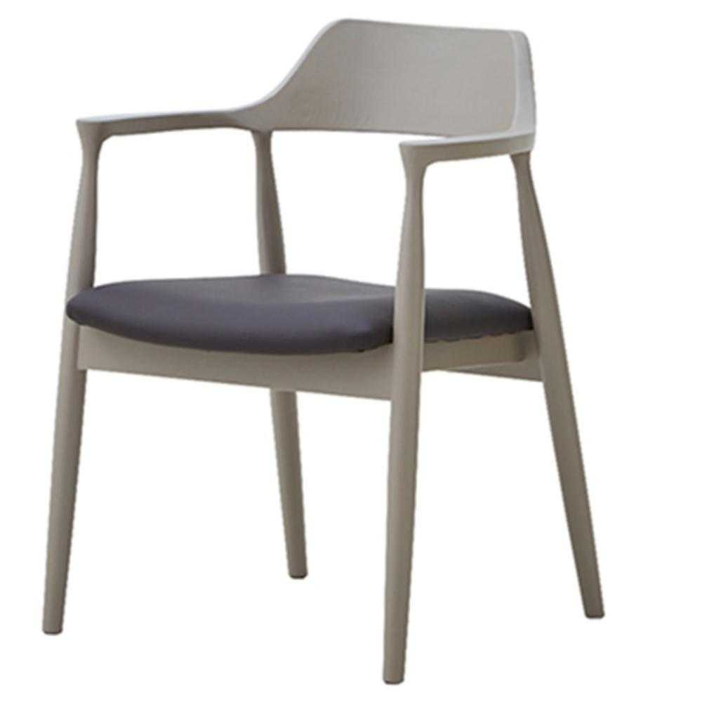 ダイニングチェア ロジャーC型 ライトグレージュ 合皮座面ブラウン 【直送品】 返品・キャンセル・他商品と同時購入は不可