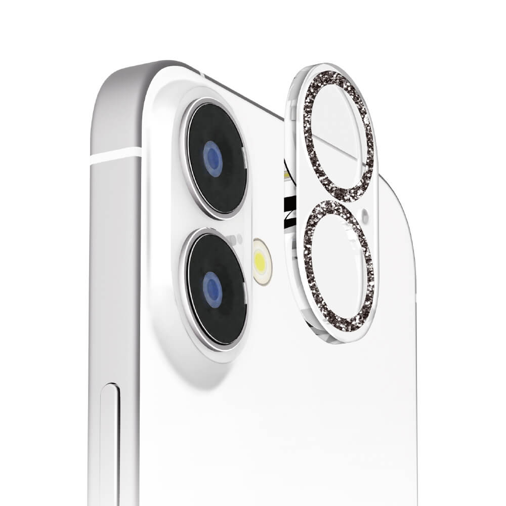 PGA iPhone16/16Plus 2眼カメラ用 カメラフルプロテクター ラメブラック 2g