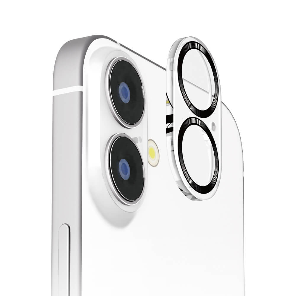 PGA iPhone16/16Plus 2眼カメラ用 カメラフルプロテクター クリア/ブラック 2g