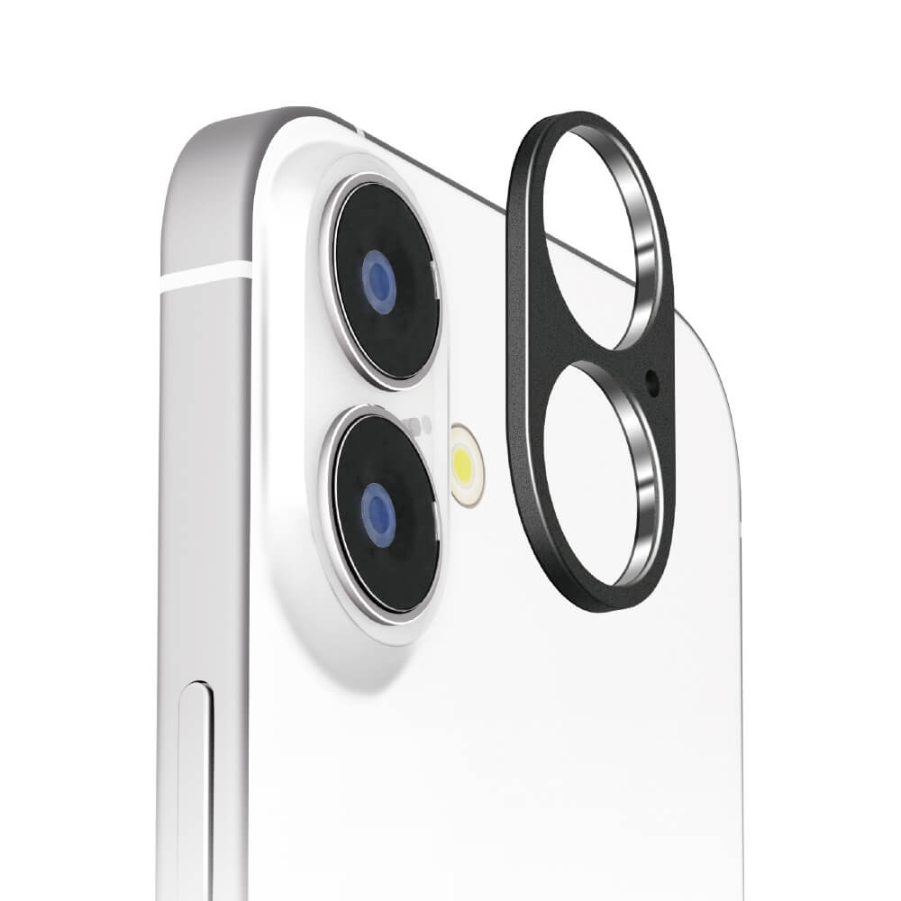 PGA iPhone16/16Plus 2眼カメラ用 カメラレンズフレーム アルミ/ブラック 2g