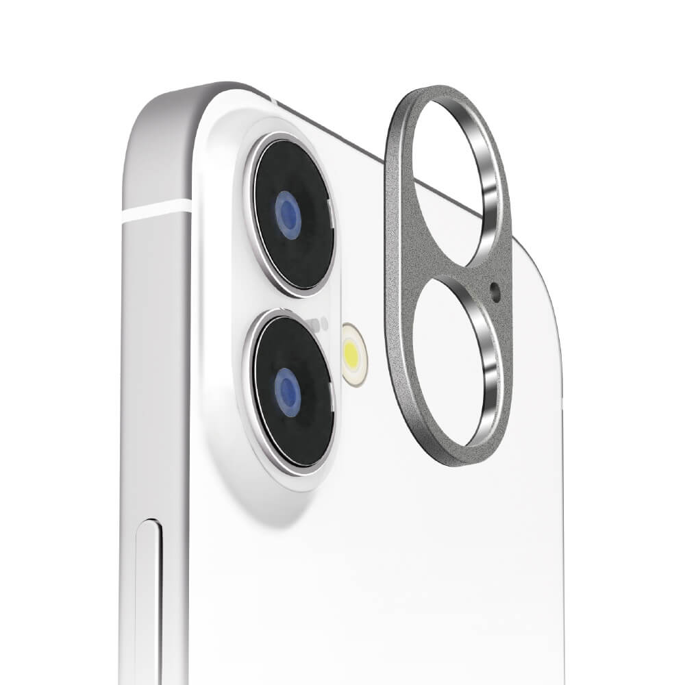 PGA iPhone16/16Plus 2眼カメラ用 カメラレンズフレーム アルミ/シルバー 2g