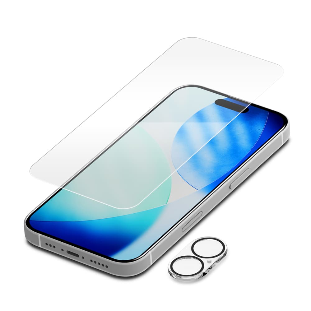 PGA iPhone 17用 液晶全画面保護ガラス&カメラプロテクターセット 高透明 PG-25AGLPST 13g