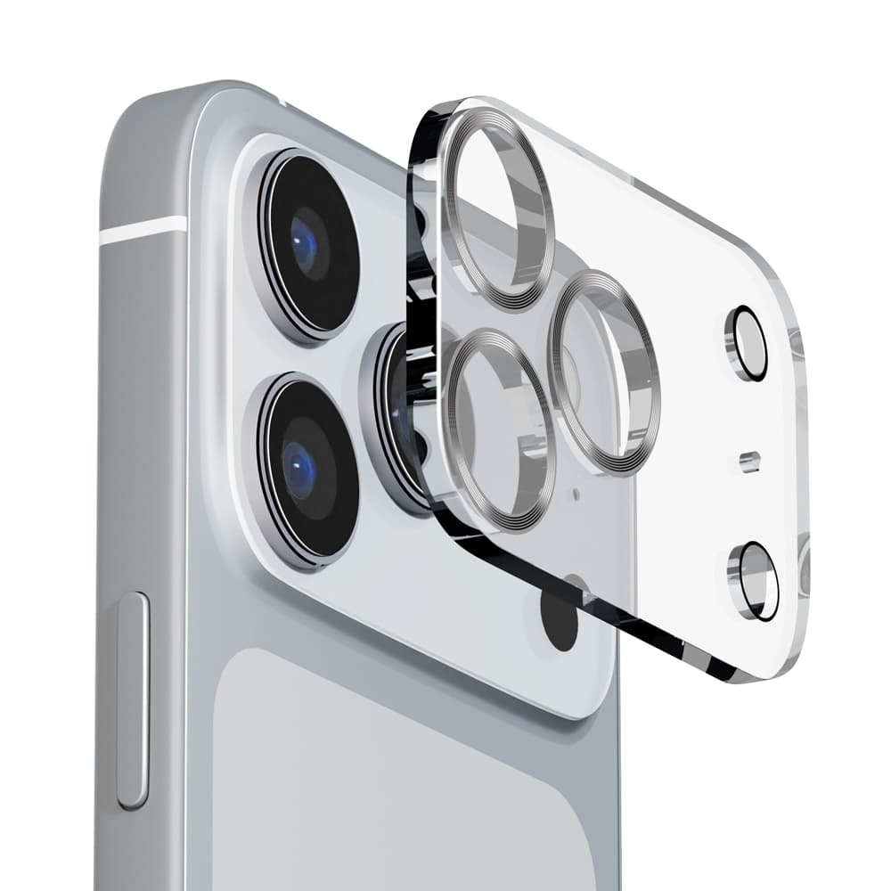 PGA iPhone 17 Pro Max用 カメラフルプロテクター クリア/メタルシルバー 7g
