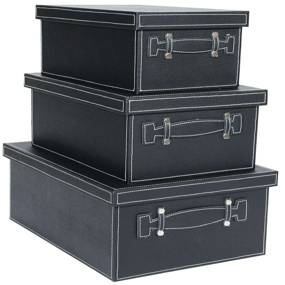 フェイクレザー ボックス (BL) L・M・S 3個セット 40013 【直送品】 返品・キャンセル・他商品と同時購入は不可