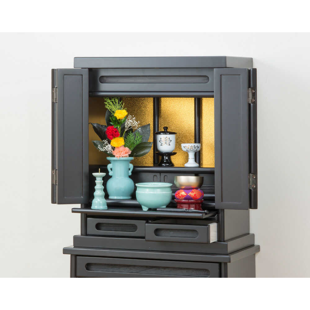 上置仏壇 黒檀調[0338610] メーカー直送 ▼返品・キャンセル不可【他商品との同時購入不可】