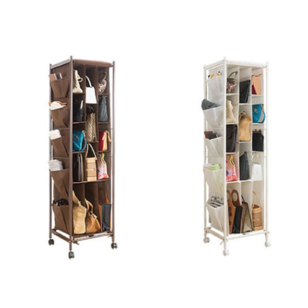 バッグ収納ラック3列 ホワイト[0394020] メーカー直送 ▼返品・キャンセル不可【他商品との同時購入不可】