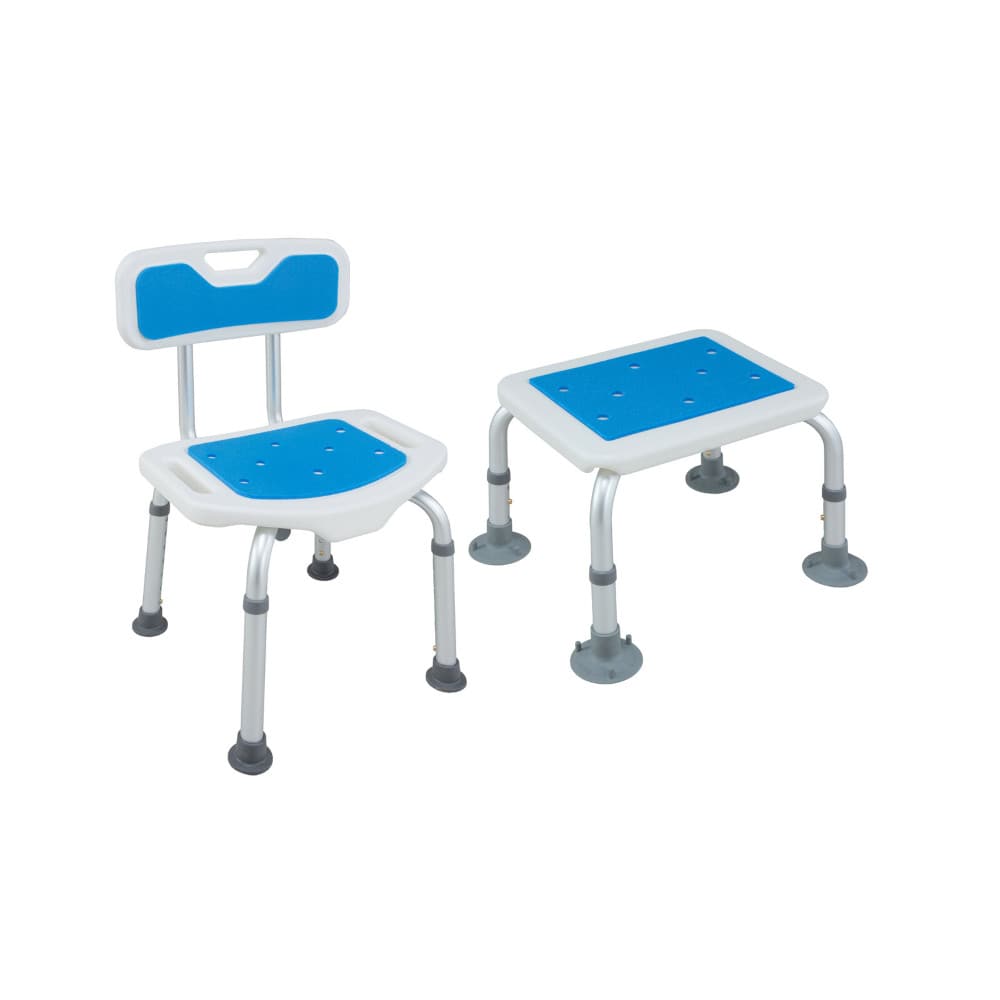 H.W アルミ製シャワーベンチ＆ステップ ブルー[04263] メーカー直送 ▼返品・キャンセル不可【他商品との同時購入不可】