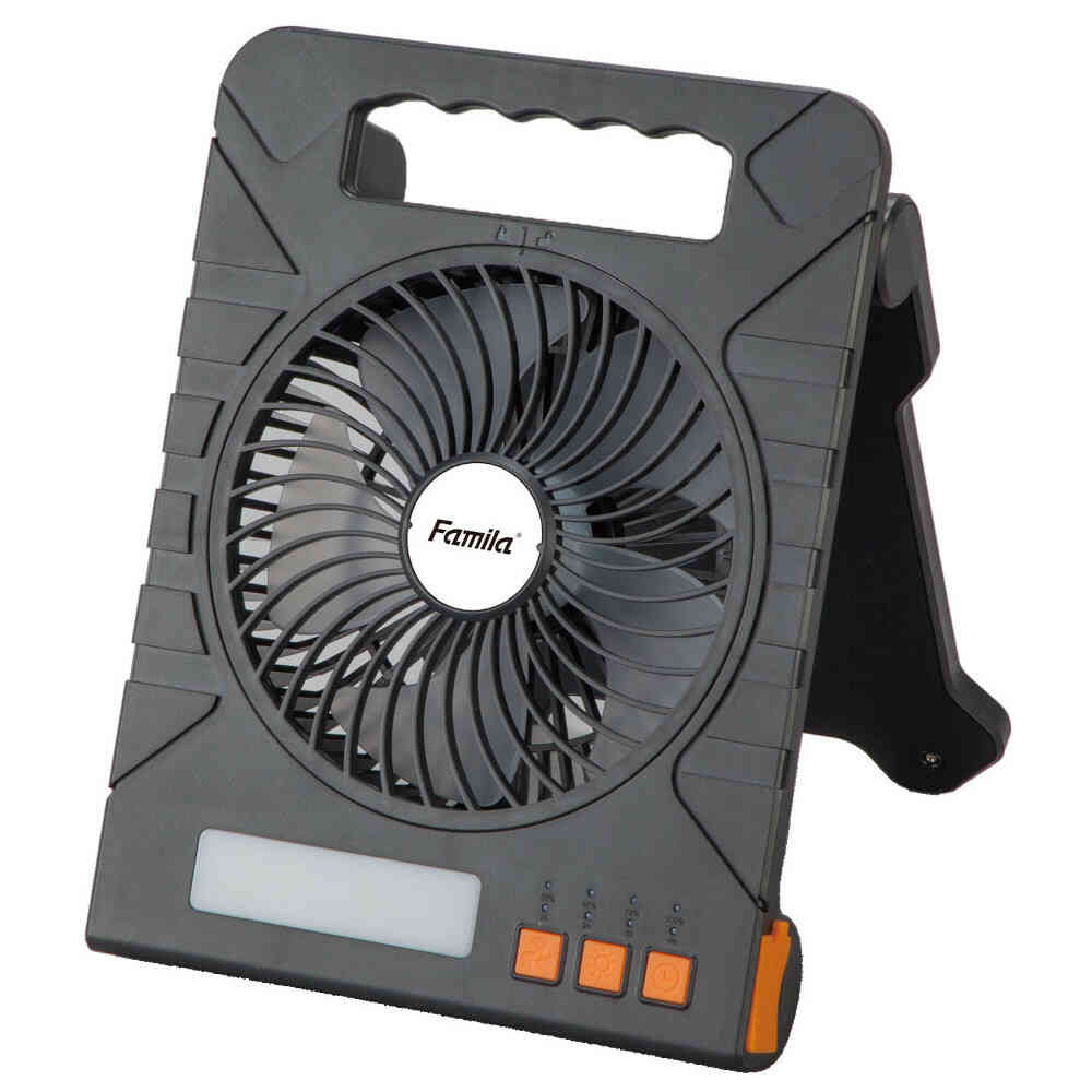 ファミラ充電式ソーラーパワフルファン ブラック[0445010] メーカー直送 ▼返品・キャンセル不可【他商品との同時購入不可】