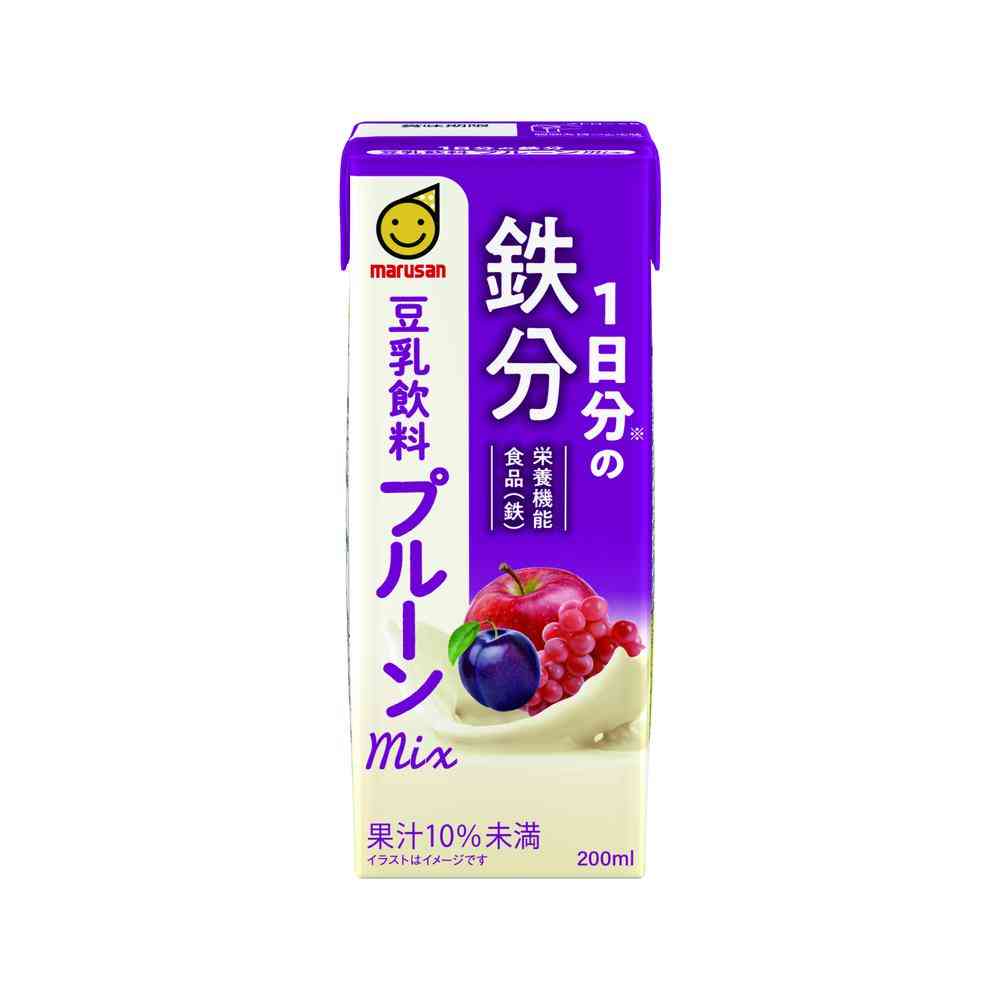 ◆マルサン 1日分の鉄分 豆乳飲料 プルーンmix 200ml   【12個セット】