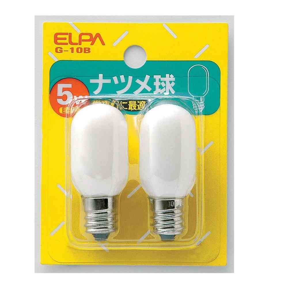 エルパ ELPA ナツメ球 5W ホワイト E12 G-10B 2個入