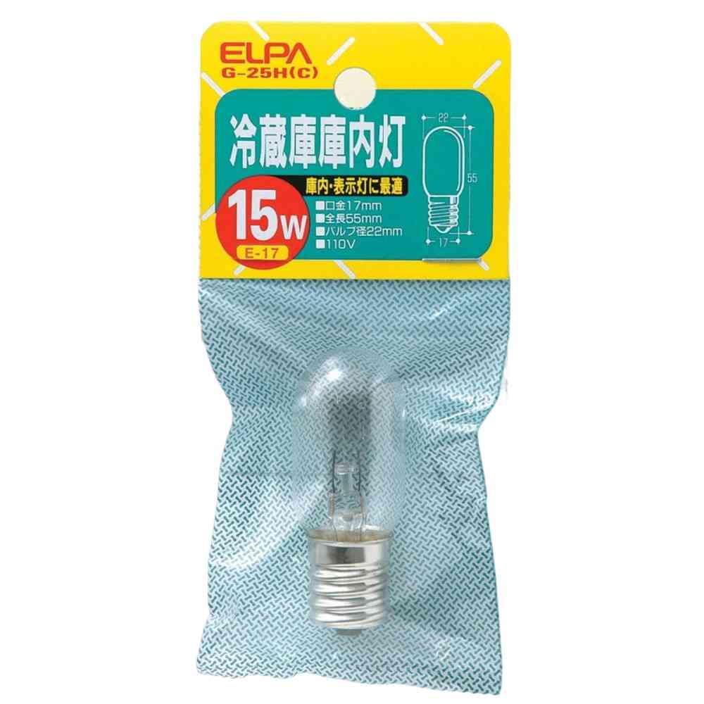 エルパ ELPA 冷蔵庫庫内灯 15W クリア E17 G-25H(C)