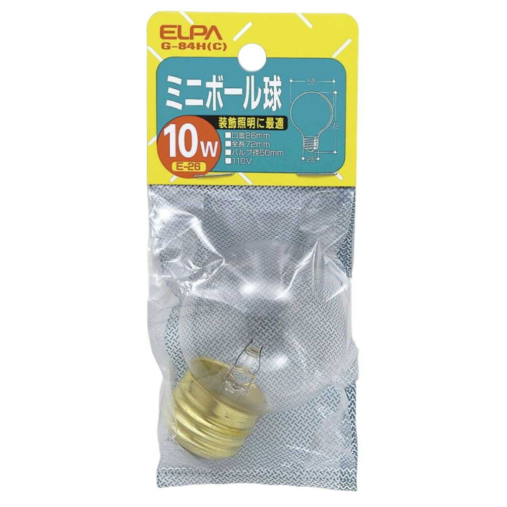 エルパ ELPA ミニボール球 白熱電球 E26 10W G-84H(C)
