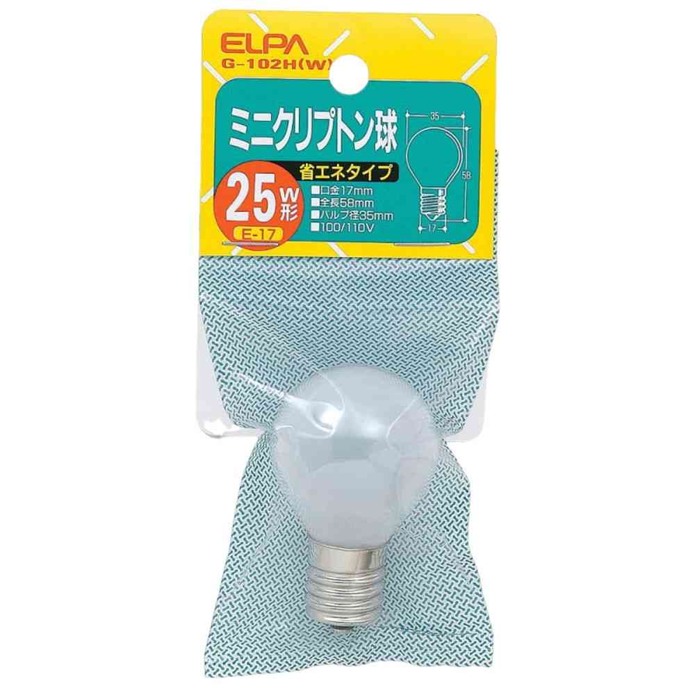 エルパ ELPA ミニクリプトン球 S型 25W ホワイト E17 G-102H(W)