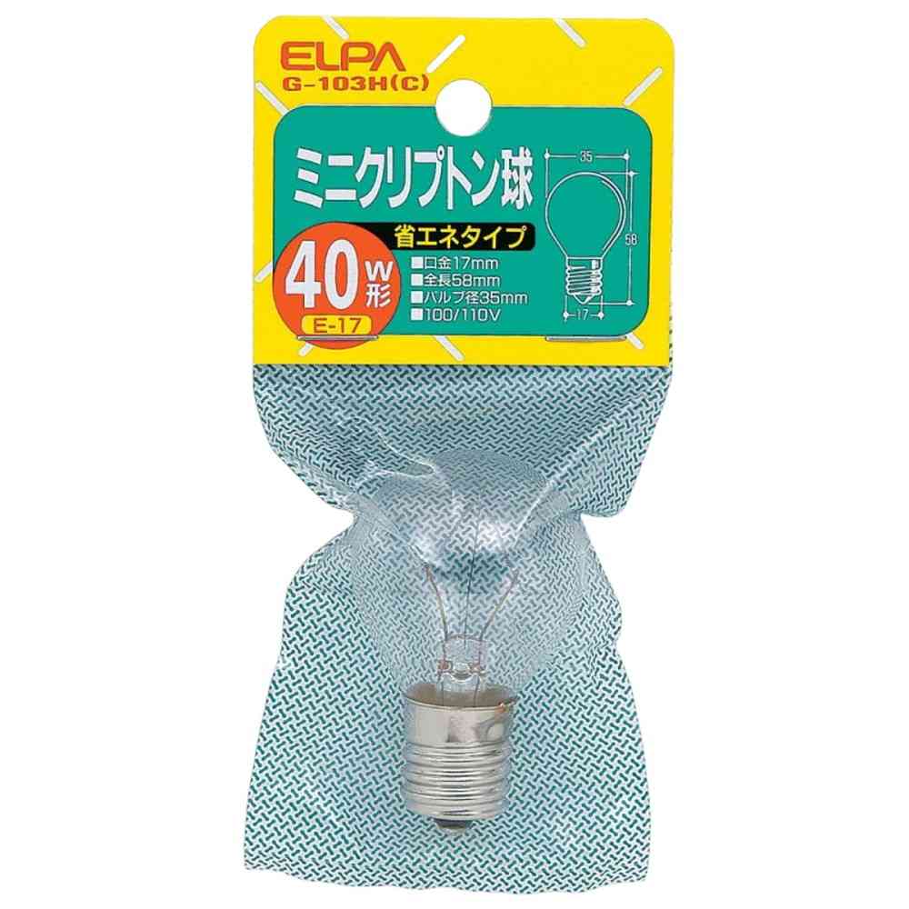 エルパ ELPA ミニクリプトン球 S型 40W クリア E17 G-103H(C)