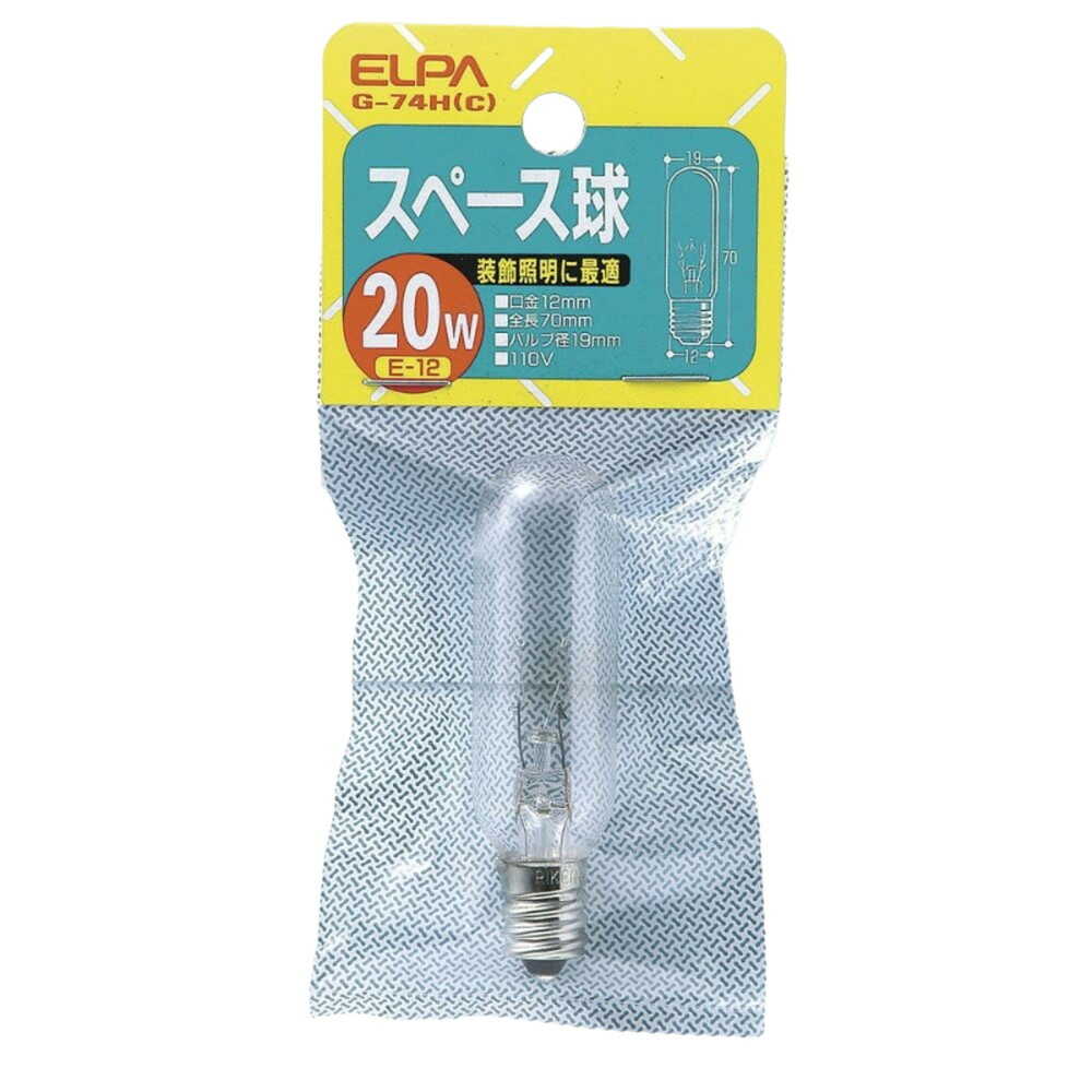 エルパ ELPA スペース球 白熱電球 E12 20W G-74H(C)