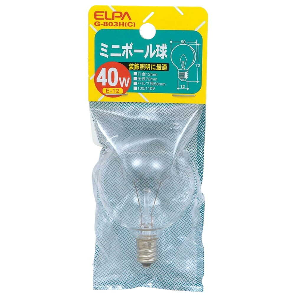 エルパ ELPA ミニボール球 白熱電球 E12 40W G-803H(C)