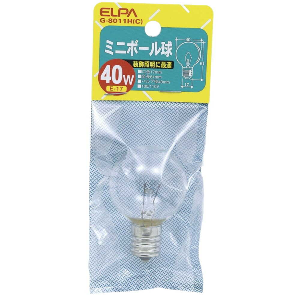エルパ ELPA ミニボール球 白熱電球 E17 40W G-8011H(C)