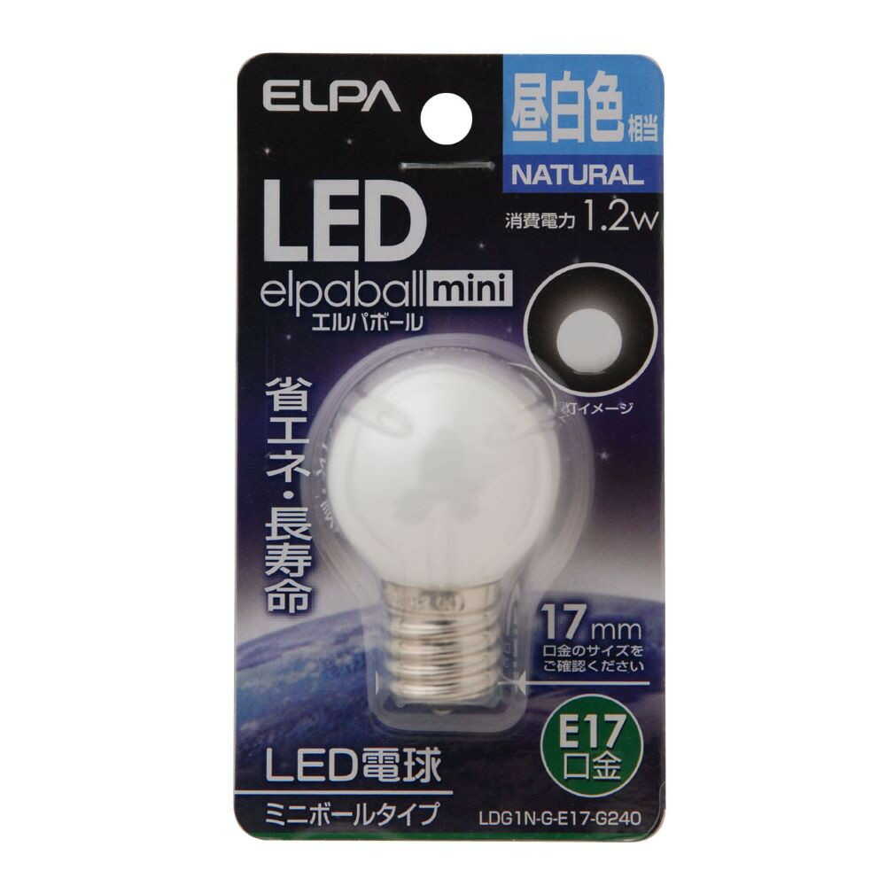 エルパ ELPA LED装飾電球 ミニボールG30形 LED 省エネ E17 1.2W LDG1N-G-E17-G240