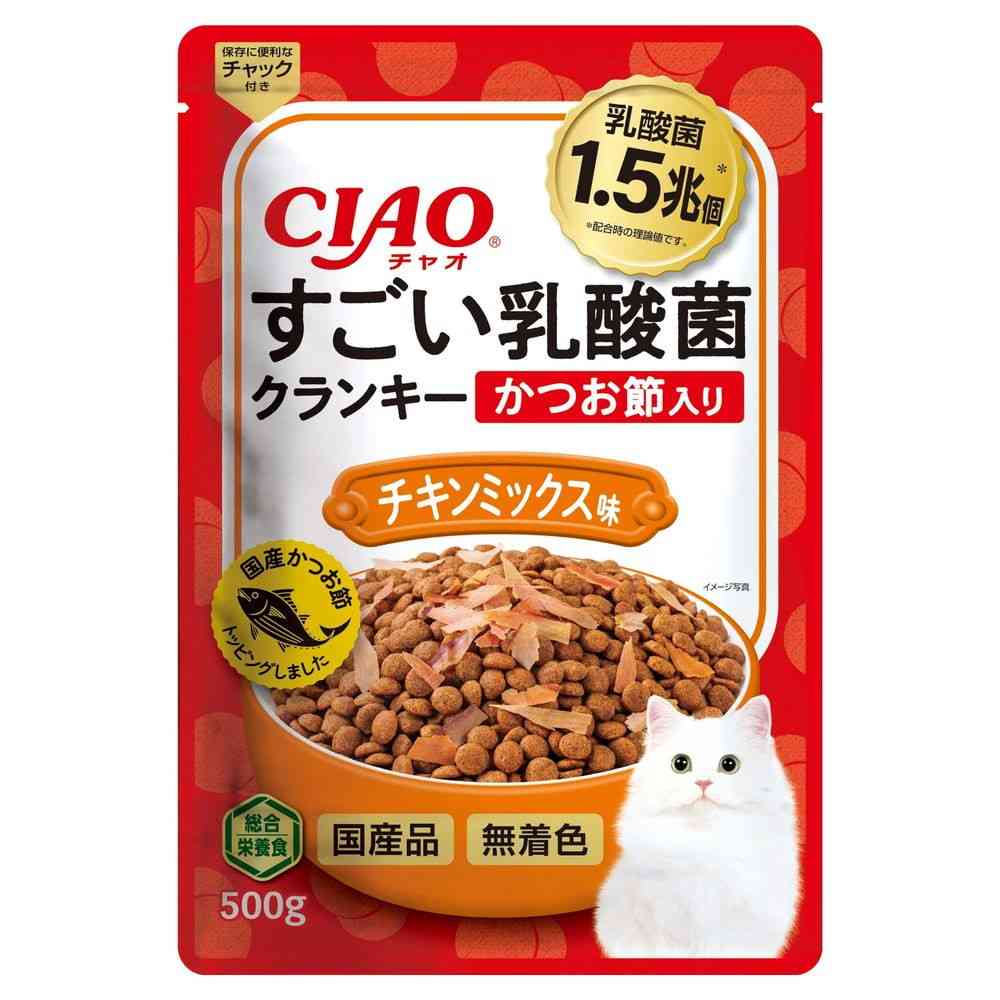 いなばペットフード すごい乳酸菌 クランキー かつお節 チキンミックス味 500g