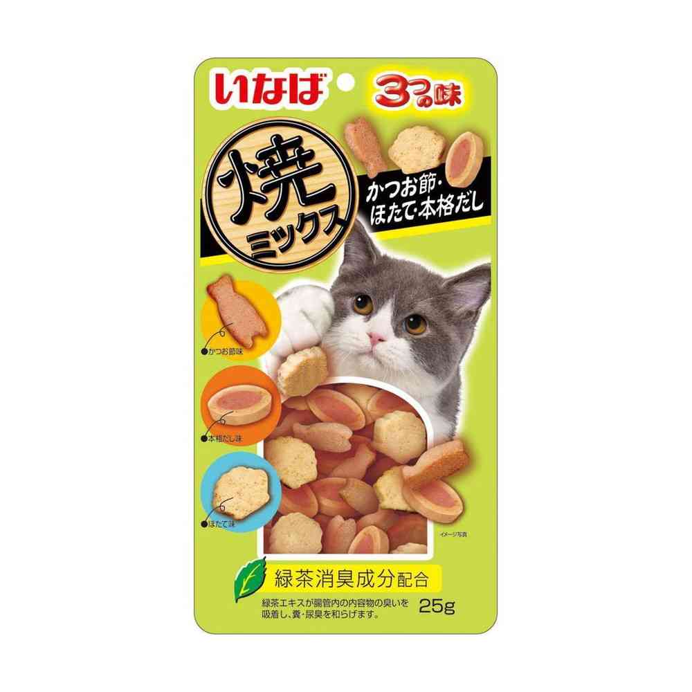 いなば 焼ミックス3つの味かつお節、ほたて、本格だし 25g