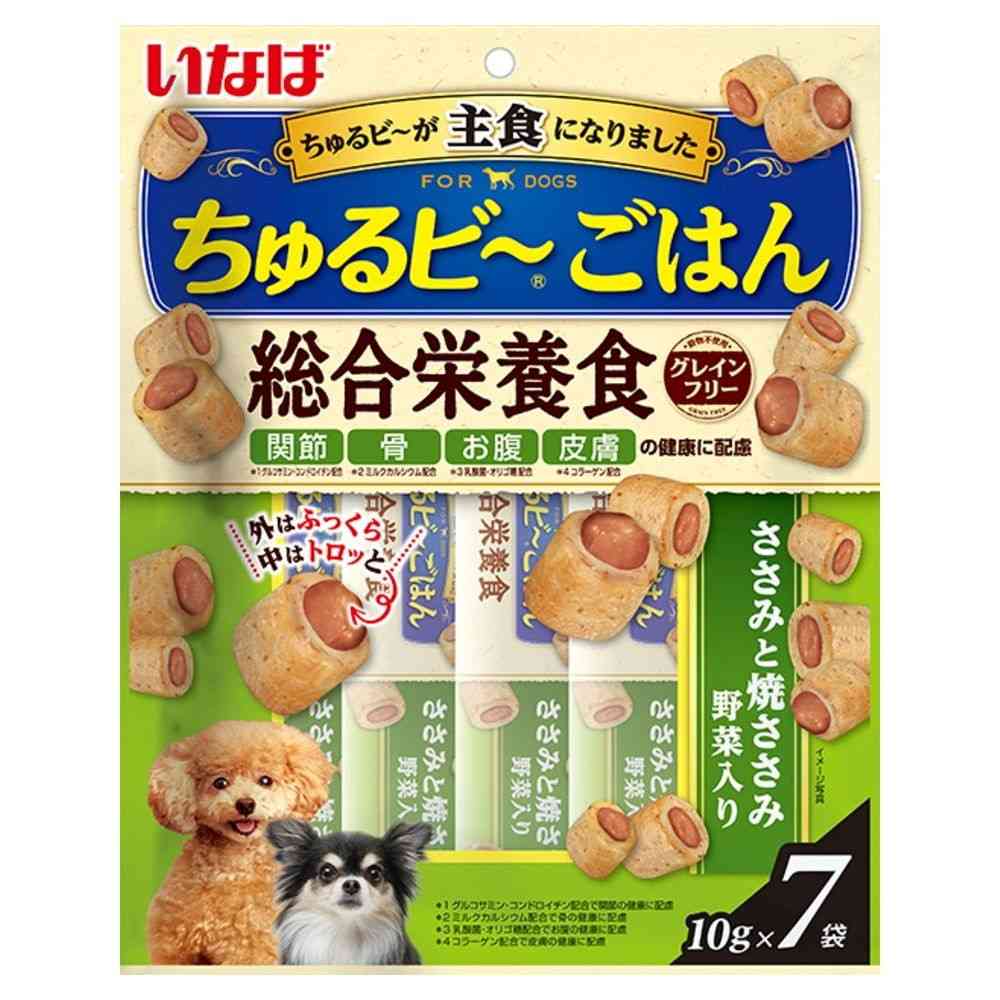 いなばペットフード いなば ちゅるビ～ごはん 総合栄養食 ささみと焼ささみ 野菜入り 10g×7袋