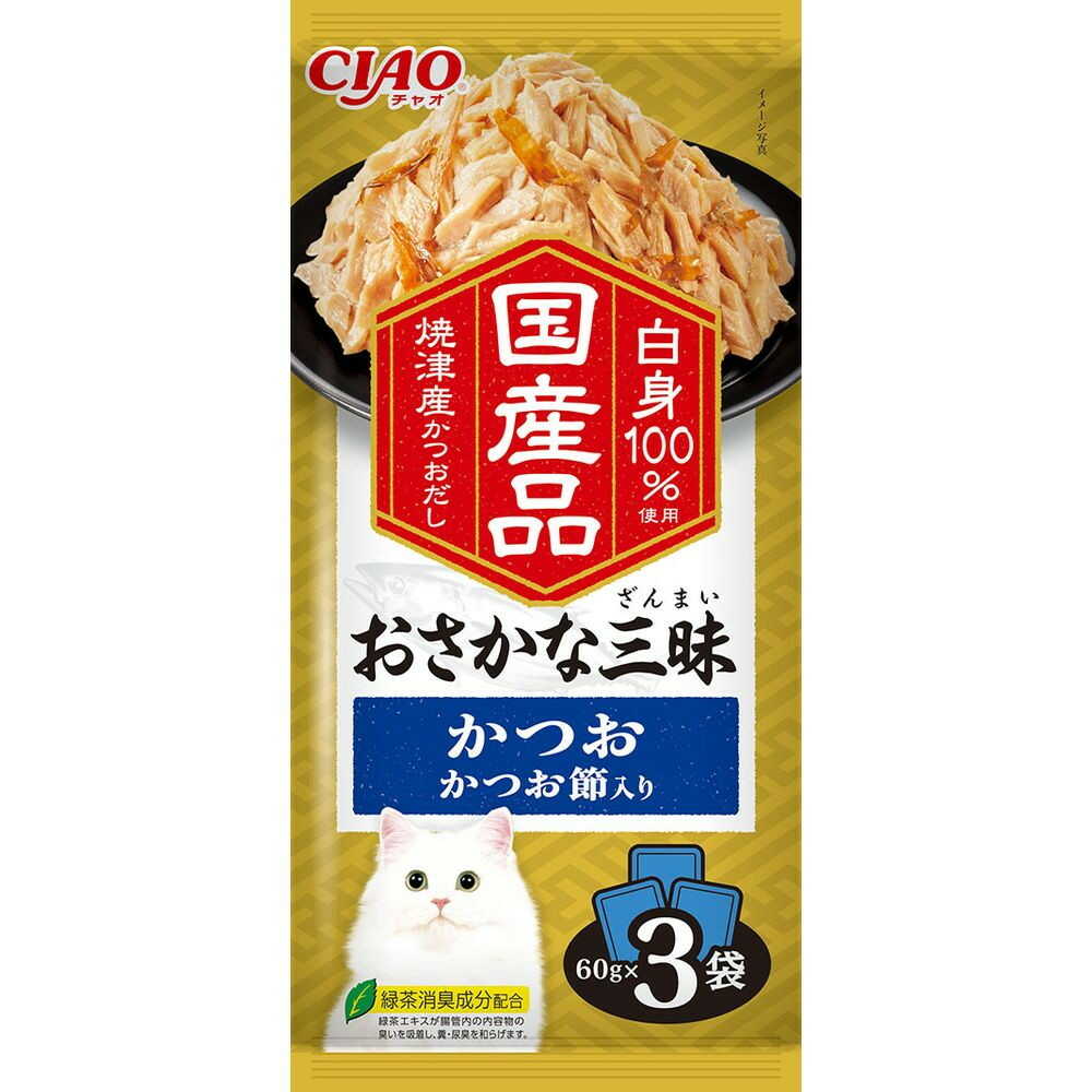いなばペットフード CIAO おさかな三昧 かつお かつお節入り 60g×3袋