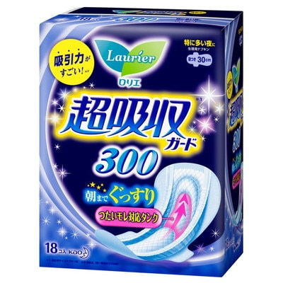 花王 ロリエ 超吸収ガード朝までブロック300 18個【3個セット】
