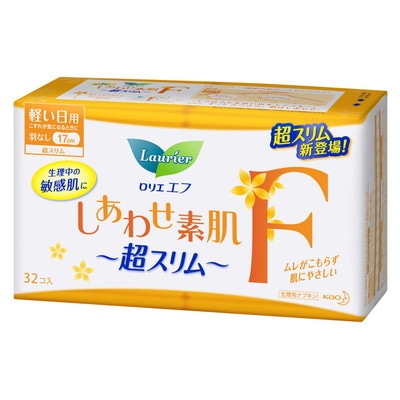 花王 ロリエ しあわせ素肌 超スリム 軽い日 羽なし 32個【3個セット】
