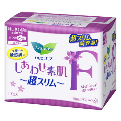花王 ロリエ しあわせ素肌 超スリム 特に多い昼用 羽つき 17個【3個セット】