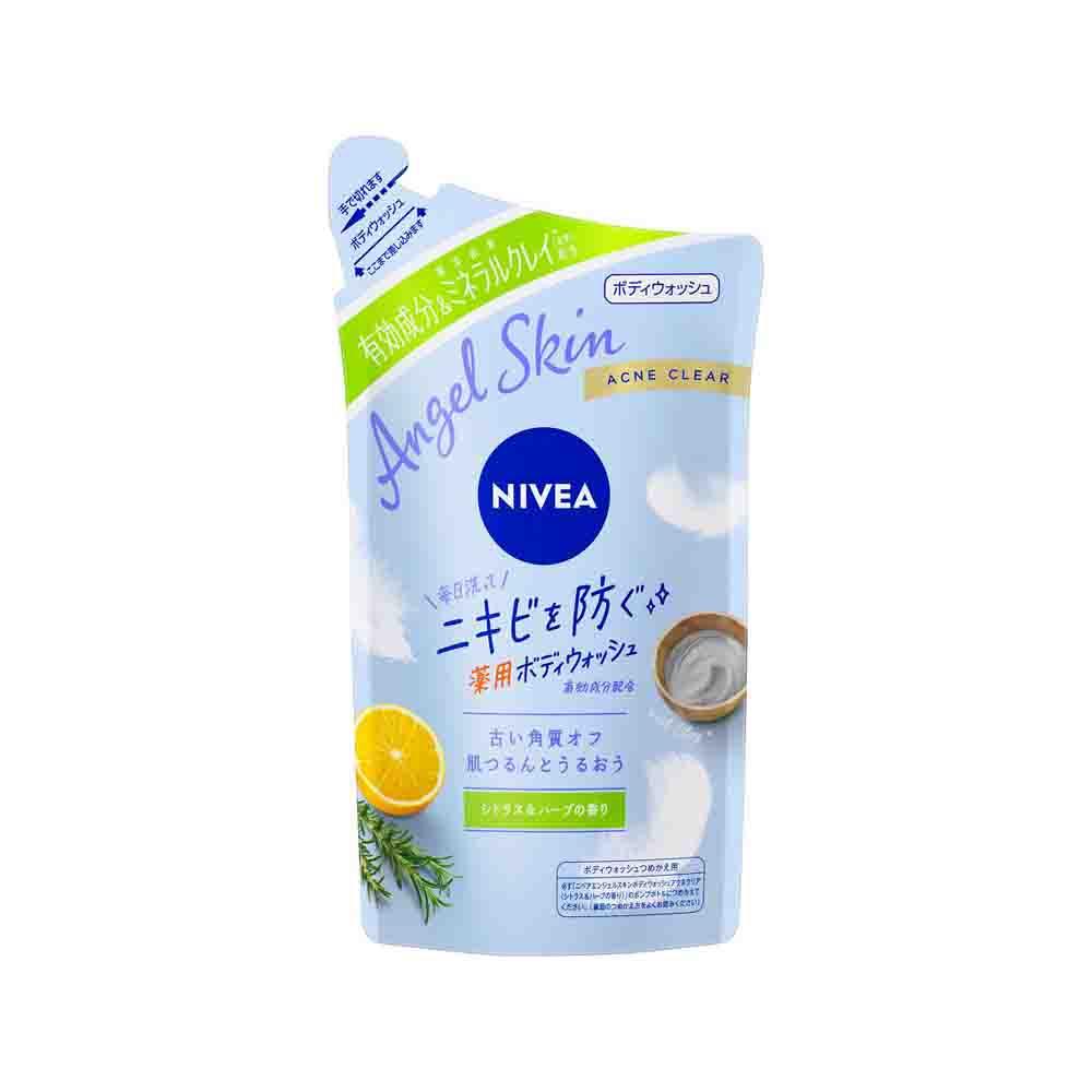 【医薬部外品】ニベア エンジェルスキン ボディウォッシュ アクネクリア シトラス&ハーブの香り つめかえ用 350ml