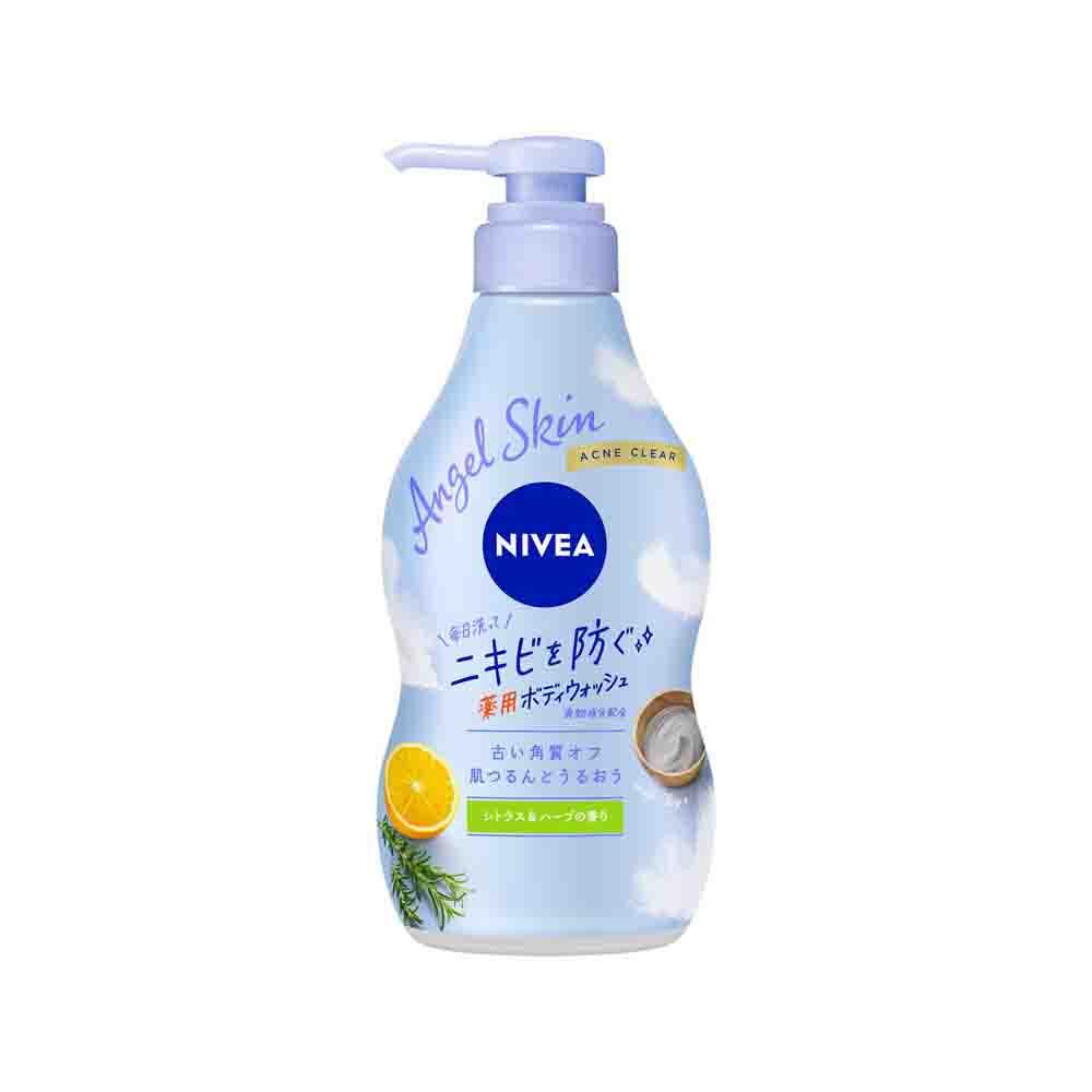 【医薬部外品】ニベア エンジェルスキン ボディウォッシュ アクネクリア シトラス&ハーブの香り ポンプ 470ml