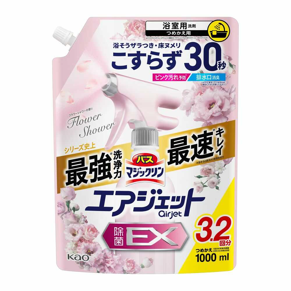花王 バスマジックリン エアジェット 除菌EX フラワーシャワーの香り つめかえ用 1000ml   【3個セット】