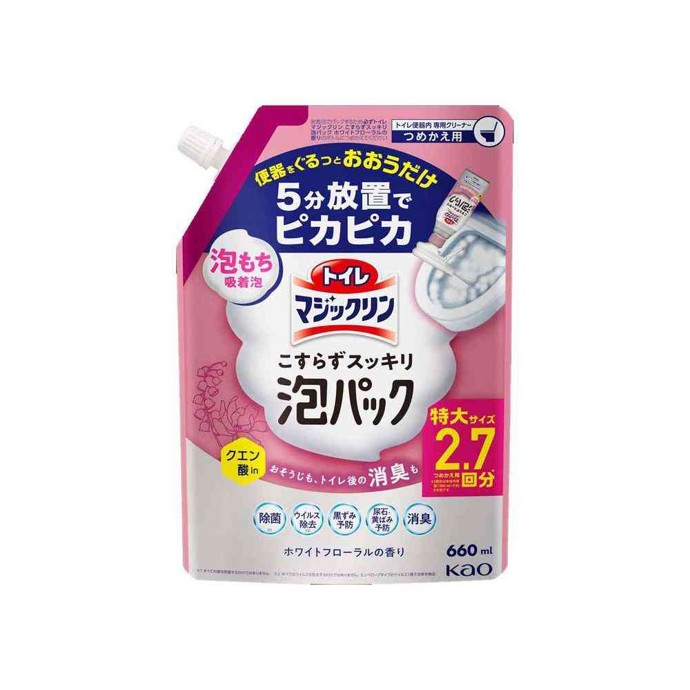 花王 トイレマジックリン こすらずスッキリ 泡パック ホワイトフローラルの香り つめかえ 660ml 【3個セット】