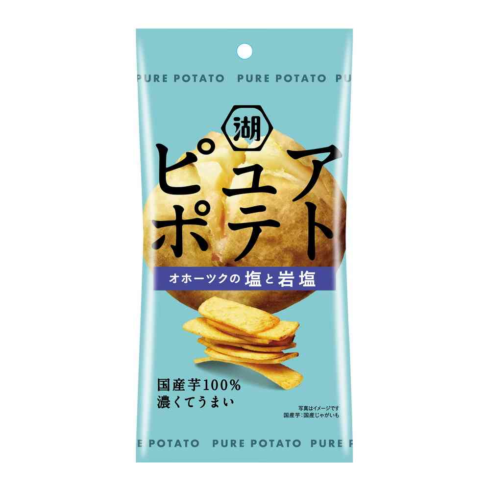 ◆湖池屋 スリムピュアポテト厚切りオホーツク塩と岩塩 32g   【6個セット】