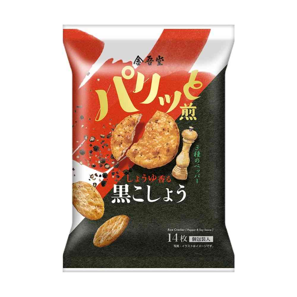 ◆金吾堂製菓 しょうゆ香る 黒こしょう煎 14枚   【12個セット】
