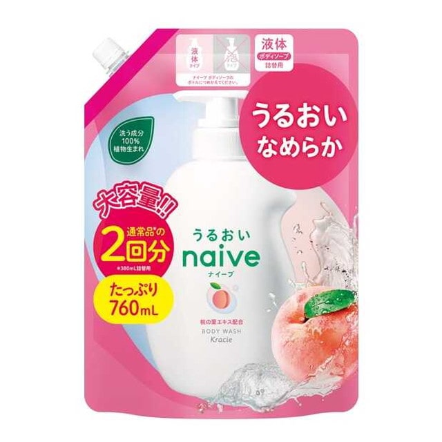 ナイーブ ボディソープ 桃の葉エキス配合 大容量 詰替2回分 760ml
