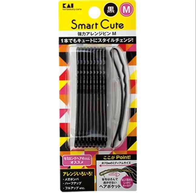 貝印 HC3324 スマートキュート 強力アレンジピンM(黒) 10本入