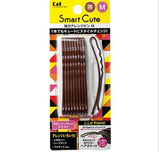 貝印 HC3325 スマートキュート 強力アレンジピンM(茶) 10本入