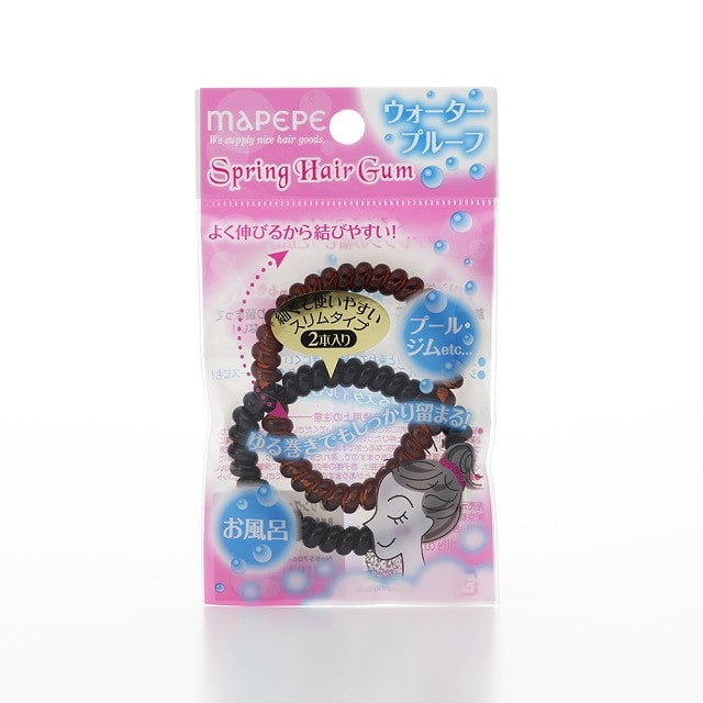 マペペ スプリングヘアゴム スリムタイプ 2P(ブラウン&ブラック)
