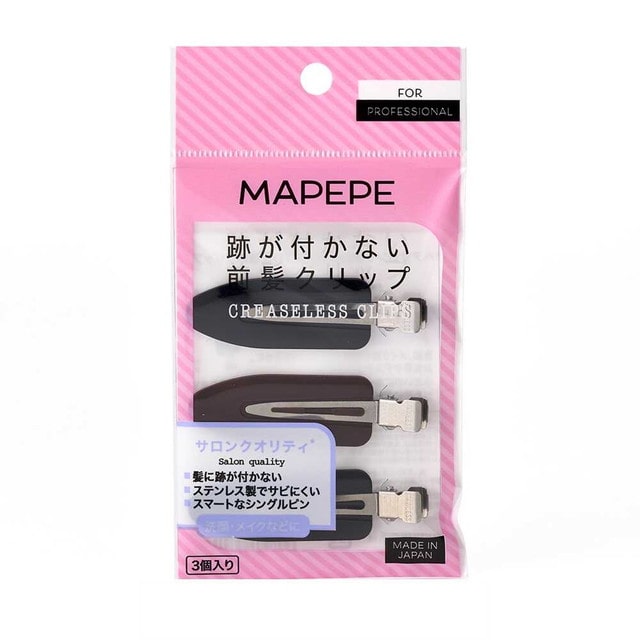 マペペ 跡が付かない前髪クリップ BK&BR 3個