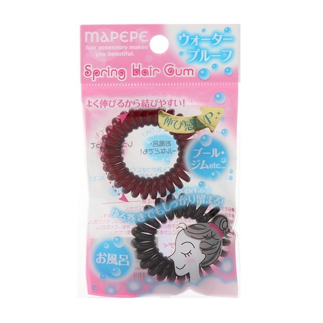 マペペ スプリングヘアゴム 2P ブラウン&ブラック