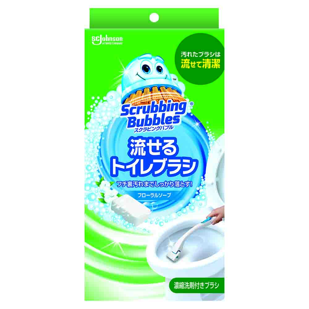 ジョンソン スクラビングバブル 流せるトイレブラシ フローラルソープ 本体+替え4個入り
