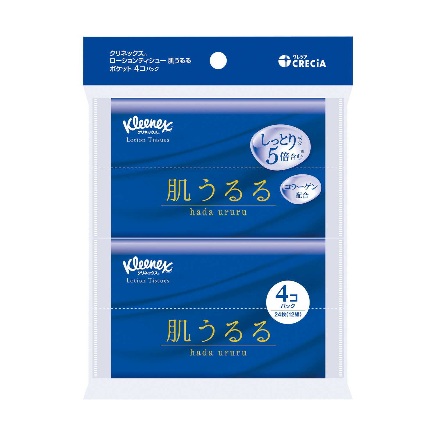 クレシア クリネックス ティシュー ローション 肌うるる ポケット 24枚（12組）×4個パック【3個セット】