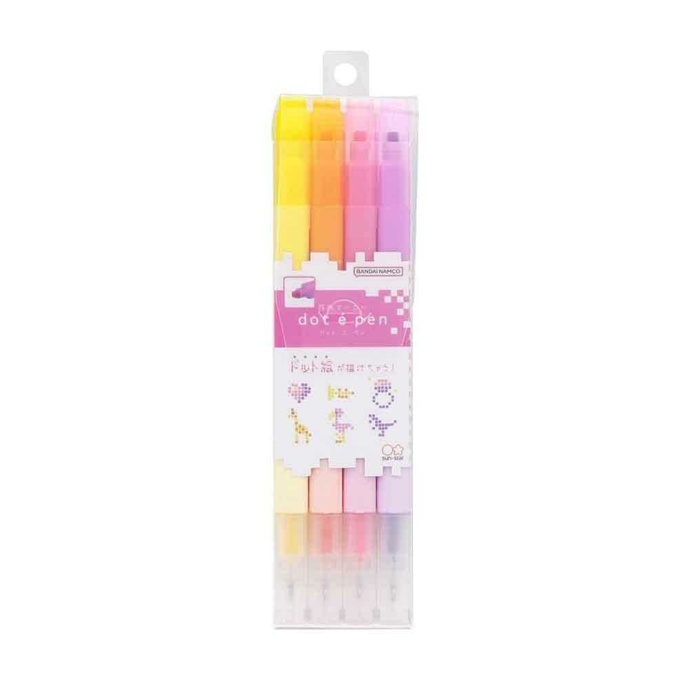 サンスター文具 四角マーカー dot e pen(ドット・エ・ペン) 4本セットA