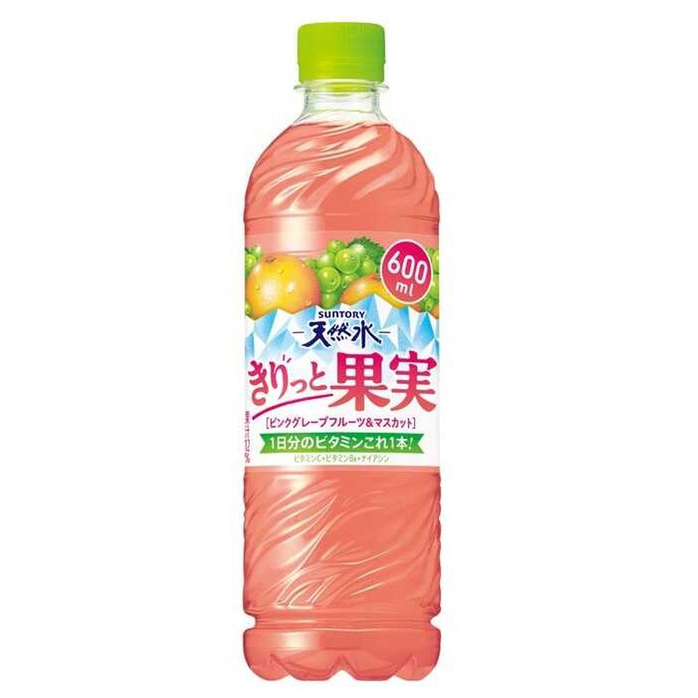 ◆サントリー 天然水 きりっと果実 ピングレ＆マスカット 600ml【24個セット】