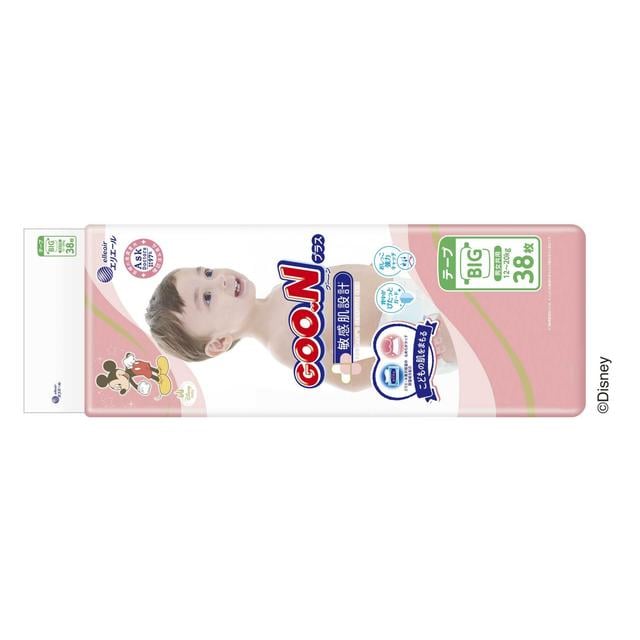 大王製紙 グーンプラス 敏感肌設計 BIGサイズ  38枚   【4個セット】